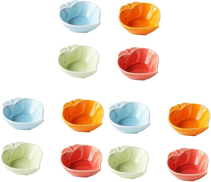 12 Pcs Japanese Soy Sauce Dessert Plates Ceramic Dessert Tray Sauce Bowl Dessert Dishes Plates Ceramic Dessert Plate Food Sauce Dish Seasoning Bowl Flavor Dish Appetizer Server/1835 (Color : Picture