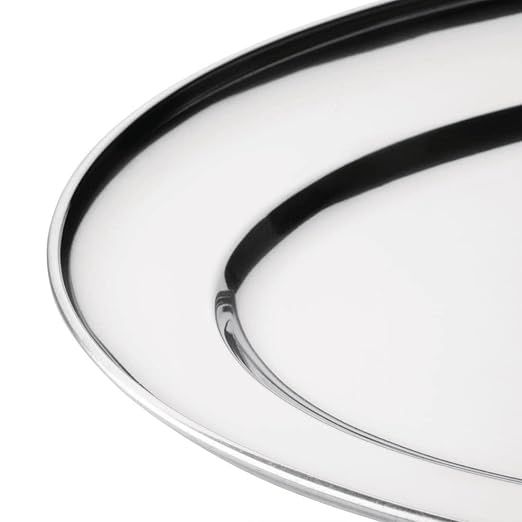 Olympia Oval Serving Tray with Wide Raised Rim Made of Stainless Steel - 350mm