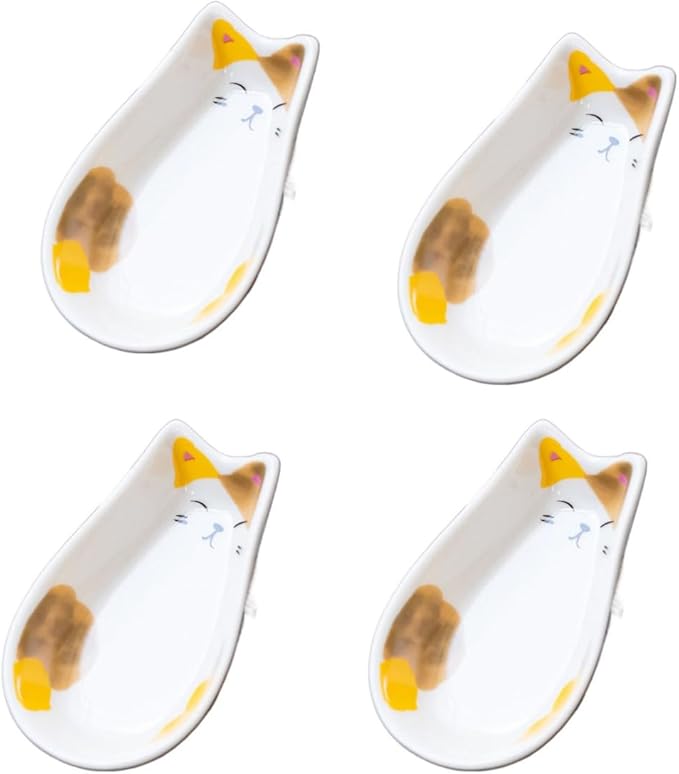 Leadigol 4PCS Appetizer Plate Sets Sauce Dish Ceramic Fruit Snack Tray Kitchen Tableware Accessories Mustard Vinegar Seasoning Plate Serving Side Dishes