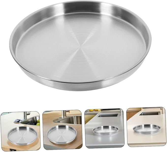 Round Stainless Steel Serving Plate Dinner Tray for Sushi Steak and Snacks Versatile Kitchenware for Home and Commercial Use Capacity Design