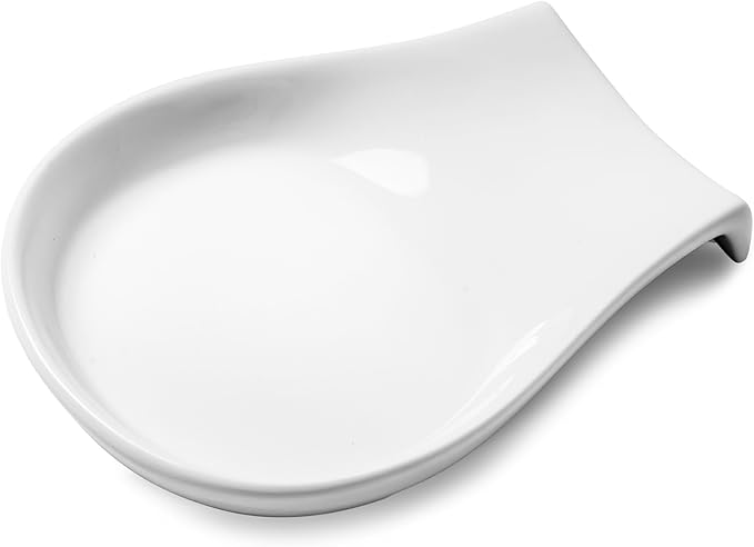 Spoon Rest Set of 1, 5.5 Inches, White Spoon Rest for Stove Top, Spoon Holder for Kitchen Counter Porcelain, Kitchen Utensils Accessories, White