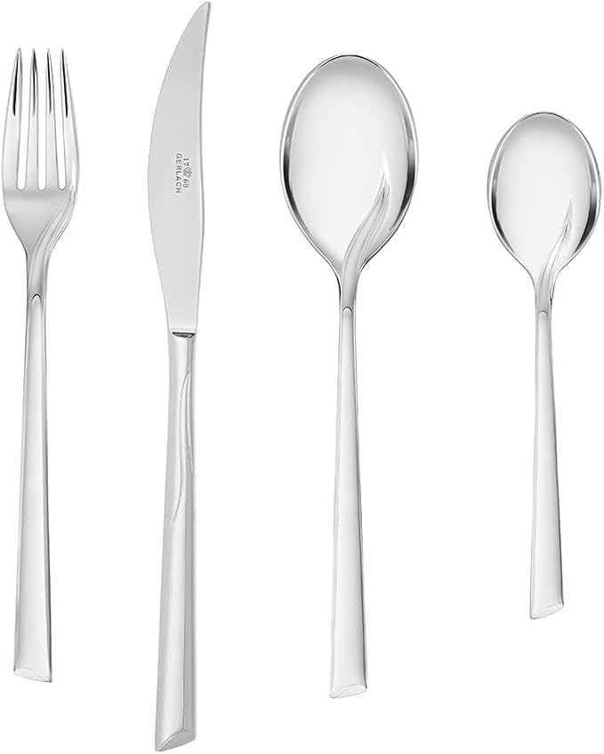 Gerlach Flatware Serving Set with 24 Pieces Flames Box and shine-, Stainless Steel