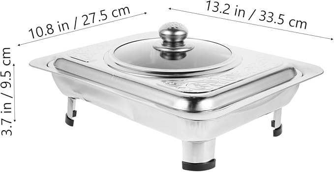 Amosfun Stainless Steel Dinner Plate Serving Tray Rounded Corners Easy Clean Design Flat Square Snack Tray for Party