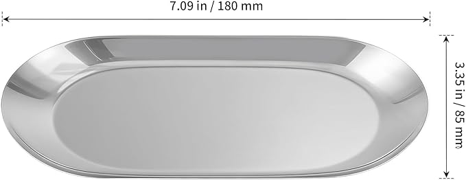 SHEUTSAN 12 PCS Silver Decorative Tray, 7x3 Inch Small Stainless Steel Tray for Bathroom, Jewelry, Candles