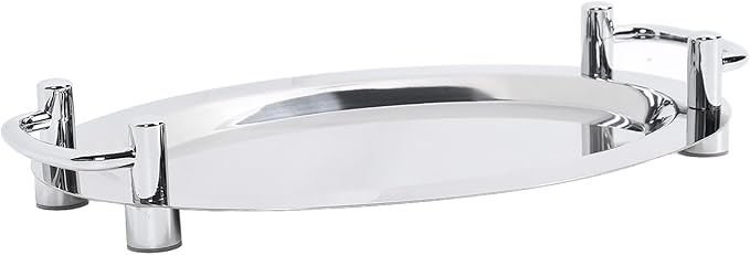 Serving Tray, Bright Mirror Finish Stainless Steel Buffet Plate, Serving Platters with Ergonomic Handle for Banquet Halls, Wedding Receptions (Egg Shape (Length 46cm/18.11in))