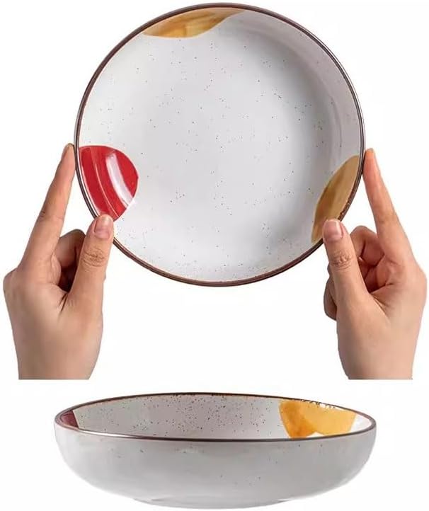 SONGCHAO Party Supplies Japanese Ceramic Plate Home Dish Plate Rice Bowl Retro Shallow Plate Steak Plate Dinner Plate Soup Bowl Party Plates (Color : B)