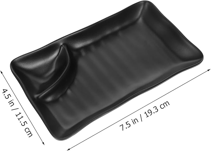 Kichvoe Japanese Sushi Dish 7.59X4.52 Inch Dumpling Plate with Vinegar Sauce Compartment Practical Dining Plate for Home Restaurant Buffet