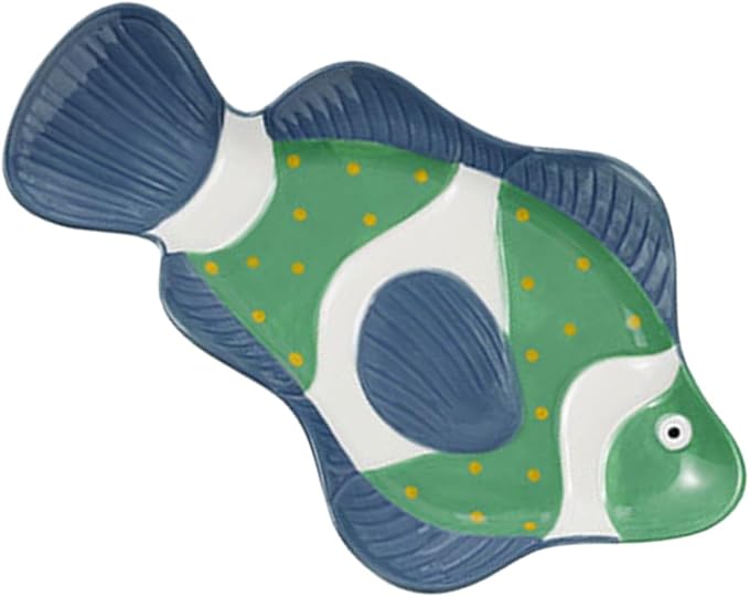 Amosfun Shark Plate Ceramic Serving Dish Set Hand-painted Creative Japanese Food Server for Boys and Girls Unique Fish-shaped Dinnerware for Home Use and Parties