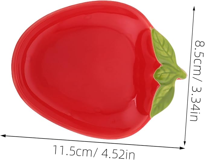 2pcs Ceramic Strawberry Appetizer Tray Creative Dish for Serving Sushi Snacks and Fruits for Dips Nuts and Candy Charming Dinnerware for Home and Events