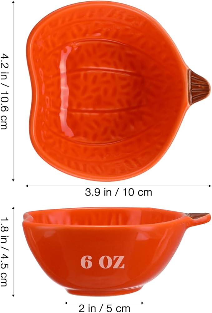 Ceramic Pumpkin Ramekins, Small Halloween Fall Pumpkin Bowls for Baking Creme Brulee, Souffle, Pudding, Halloween Bowl Plates for Kitchen Party Snack Serving Dip Sauce Condiments - Dishwasher Safe