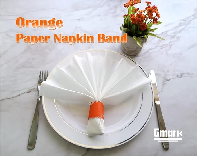 Gmark Paper Napkin Band Box of 2500 (Orange), Paper Napkin Rings self Adhesive GM1061