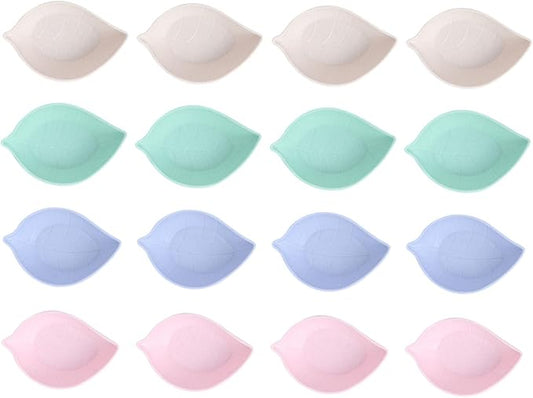 Luxshiny 16Pcs Leaves Shaped Appetizer Plates Multi Purpose Seasoning Dish for Condiments Snacks Vinegar Portable Kitchen Tableware for Home Restaurant Use Random Color