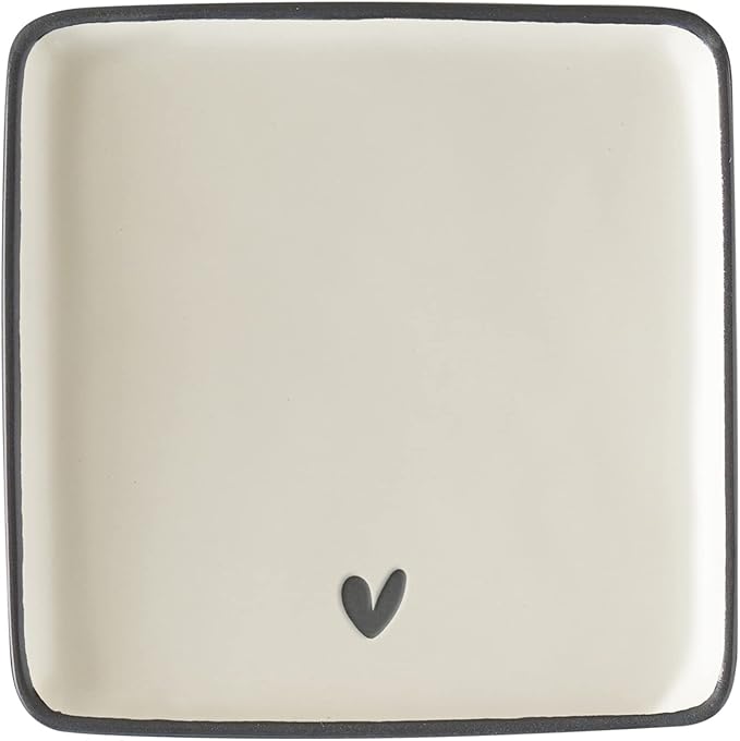Santa Barbara Design Studio Sippin' Pretty 4-Pack Ceramic Appetizer Plates, 4.5-Inch Square, Hearts