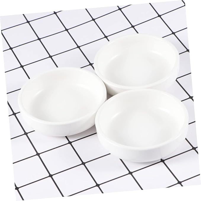 Cabilock 3pcs Ceramic Sauce Dish Matte White Stylish Seasoning Plates for Condiments Dipping Appetizers Snacks Versatile for Home and Restaurant Use