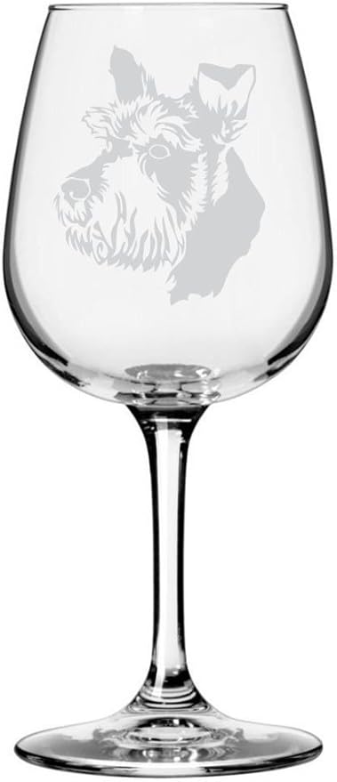 Etched Laser Art Personalized Dog Themed Etched Wine Glass - Custom Dog Breed Wine Glasses, Ideal for Pet Lovers, Unique & Personalized Birthday Gift for Men & Women - Schnauzer Customized, 12.75 oz