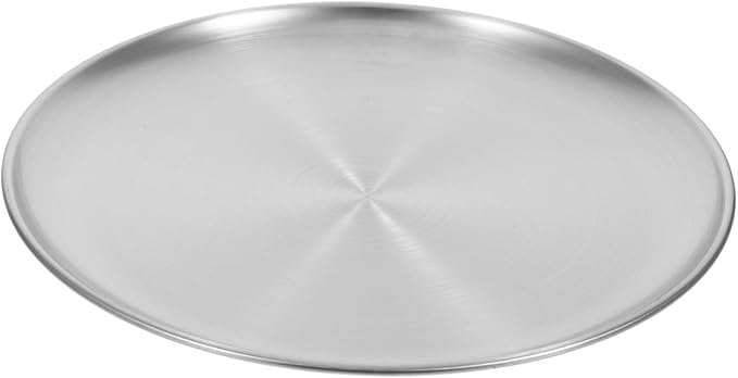 PRETYZOOM Stainless Steel Large Round Serving Tray Outdoor Food Serving for Grill Fruit Cake Plate Kitchen Supplies