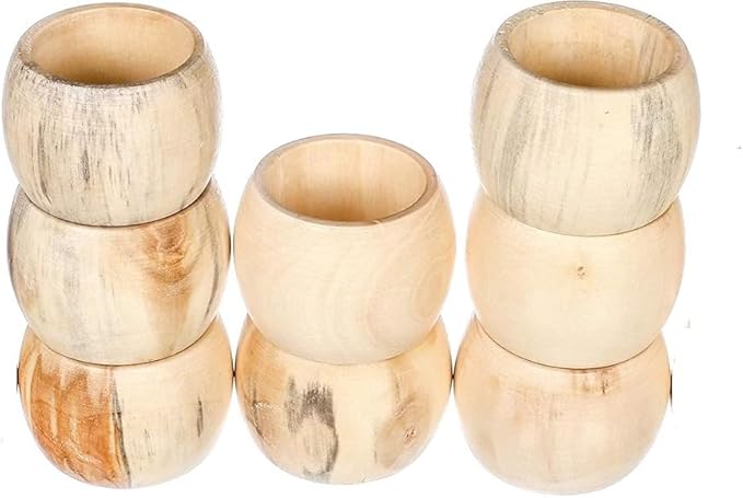 Napkin Rings Dining Table Napkin Holder, Classic Everyday Use Thanksgiving, Christmas Napkin Rings Buckles,Festive Party Gift Farmhouse for Table (Wood Rings Unfinished Set of 12)