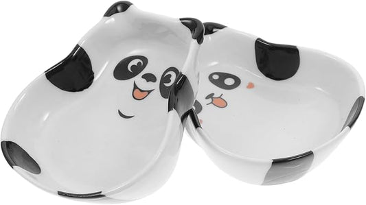 2pcs Ceramic Panda Plates Dipping Sauce Dishes for Sushi Soy Sauce Appetizers Bowl Plates for Kitchen