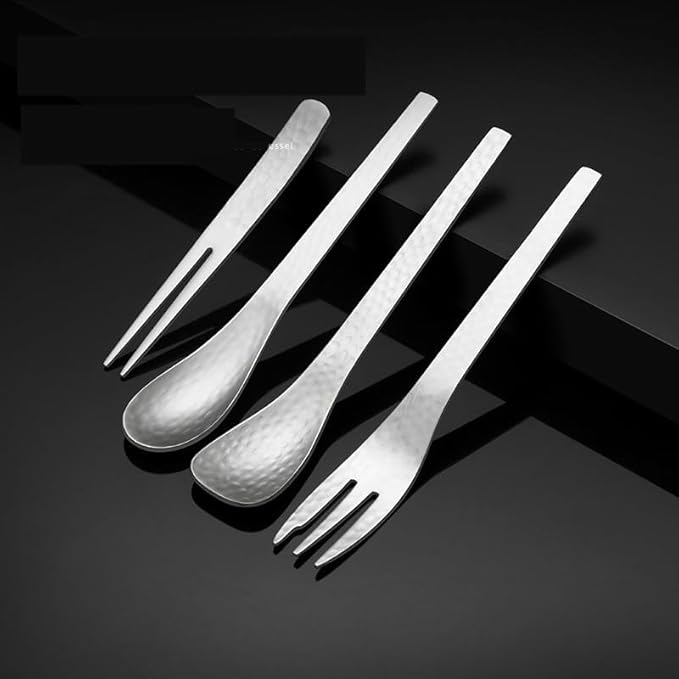 Stainless Steel Flatware Serving Set,Home Kitchen Eating Tableware Set,Dishwasher Safe,for Home Kitchen Restaurant Hote 4/16/24/32/40/48 Pcs 304 Stainless Steel Spoon Fork Hammer Forged Dessert Spoon