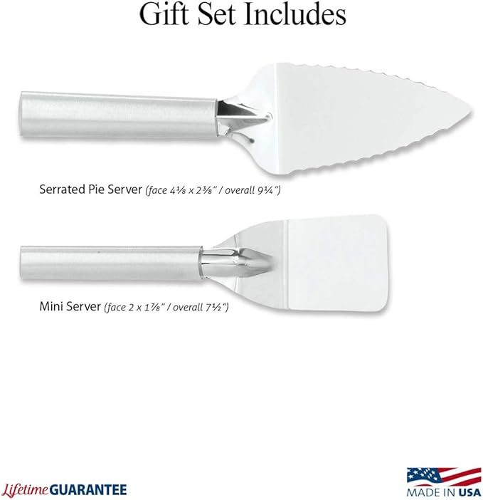 Rada Cutlery Serving Utensil Gift 2 Piece Stainless Steel Set With Aluminum Made in the USA, Silver Handle (S37)