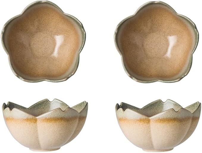 Sauce Dish 2Pack Sauce Dish Set Flower Shape Ceramic Appetizer Plates Dipping Bowls Mini Condiment Porelain Suacer Bowl Soy Sauce Vinegar Snack Seasoning Salad Olive Oil Dippi
