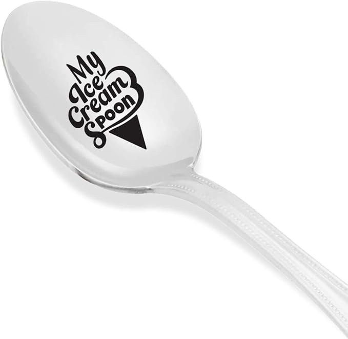 Couple gifts for him and her-My ice cream spoon engraved stainless steel ice cream and dessert spoons, sister and cousin gifts kitchen utensils,7 inches