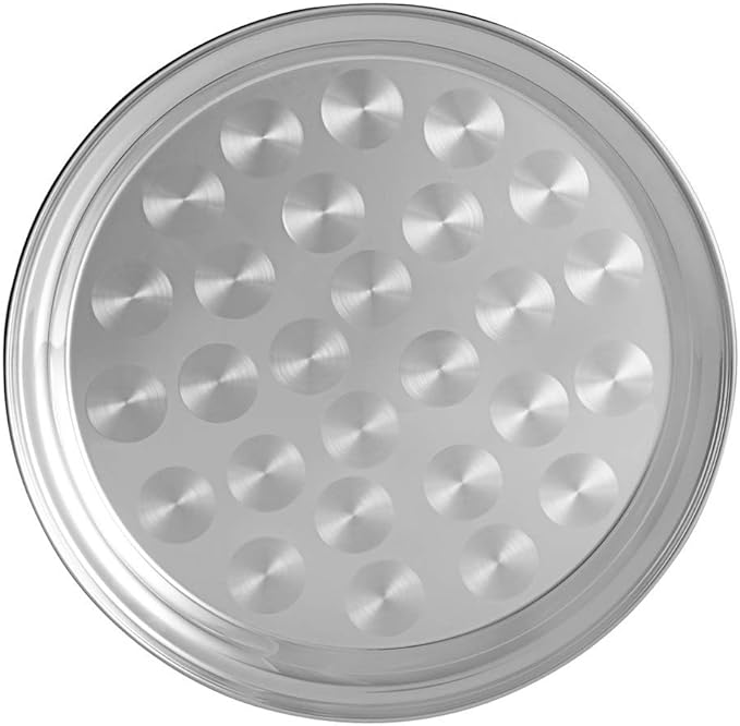 (1-PC- 12") Stainless Steel Round Tray Swirl Pattern Serving Tray