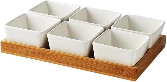 Dipping Sauce Dish Dipping Bowl Appetizer Plates Ceramic Sauce Dish Dessert Plate Square Shape Fruit Plate with Tray Porcelain Cake or Candy Plate Dip/Dipping Bowls Dipping Sauce Bowls/Dishes