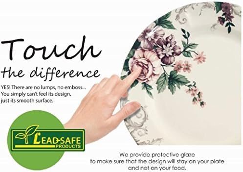 Tudor 16-Piece Premium Quality Round Porcelain Dinnerware Set,BOHEME PURPLE, Service for 4, See 10 Designs Inside!