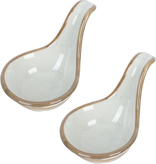 Cabilock 2pcs Elegant Kitchen Seasoning Plate Ceramic Caviar Spoon Bowl Easy to Clean