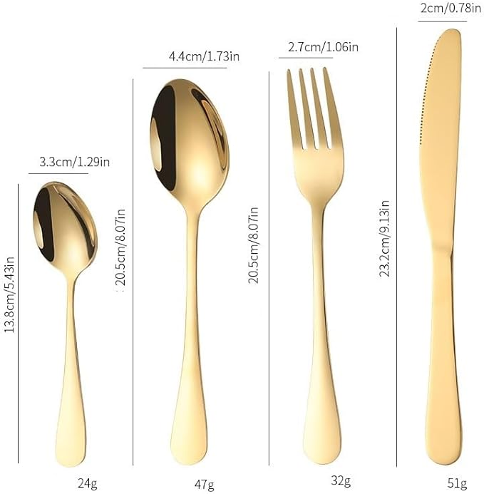 Stainless Steel Flatware serving set,Home Kitchen Eating Tableware Set,Dishwasher Safe,For Home Kitchen Restaurant Hote 16-piece Stainless Steel Cutlery Set Hotel Household Knife, Fork And Spoon(Gold)