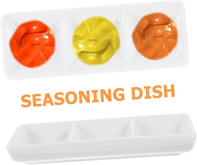 8pcs Ceramic Divided Sauce Dish Compartment Appetizer Tray for Snacks and Dipping Sauces Minimalist Serving Bowl for Casual and Formal Gatherings