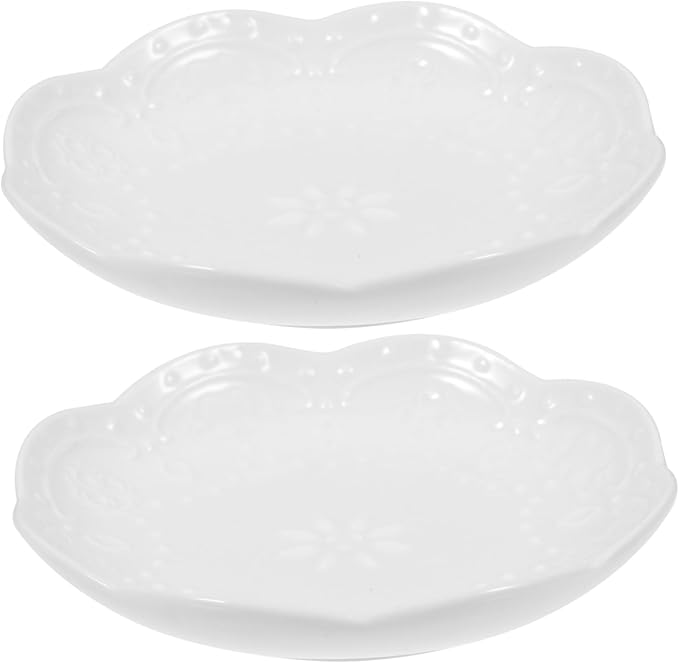2pcs Ceramic Condiment Dish White Decorative Dipping Plates for Sauces Snacks and Appetizers Sturdy Stain-resistant Design for Home Kitchen and Events