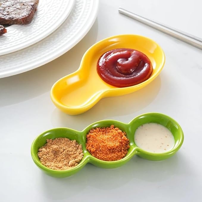 Cute Cartoon Color Mini Plates Set of 4 Appetizer Seasoning Sushi Dumpling Sauce Plates