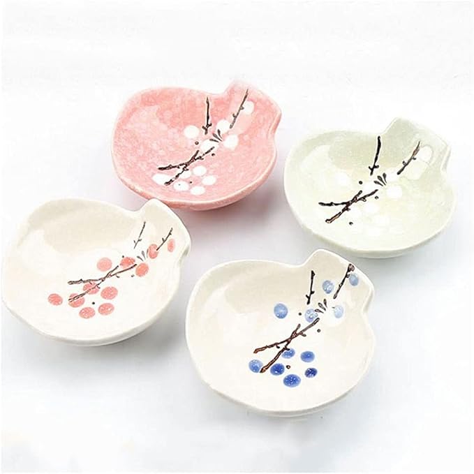 Appetizer Bowls Ceramic Plum Blossom Sauce Dish Sushi Dipping Bowls Appetizer Plates Porcelain Serving Dish Seasoning Dishes (set Of 4) Salad Bowls