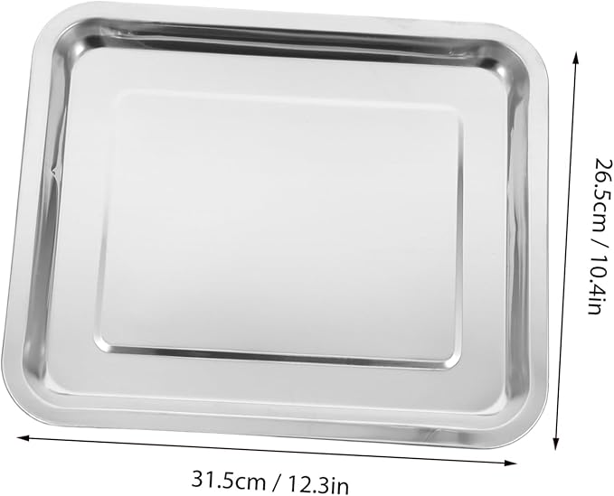 PRETYZOOM Stainless Steel Serving Tray Versatile Baking Pan Portable Dish for Family Dinners Parties Restaurant Use Easy to Clean Store Kitchen Essential