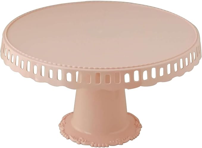 Efavormart 4 Pack | 13" Blush/Rose Gold Round Pedestal Footed Reusable Plastic Cupcake Stands with Interchangeable Ribbon Trim Edge