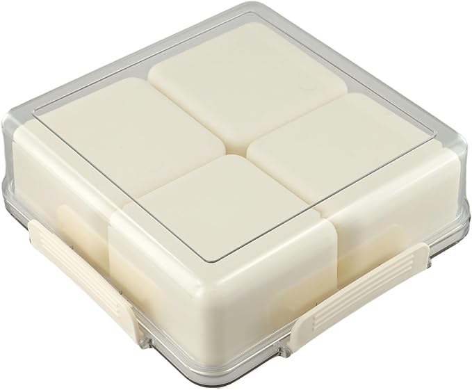 Divided Serving Tray With Lid,45 Compartments Snack Box,For Candy,Nuts, Cookies,Fruit, ABS Plastic,White(Milk white - square)