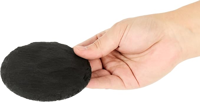 Restaurantware Round Slate Platter 10 Count 3.9 x 3.9 Inch Scratch-Resistant Slate Cheese Board Modern Serving Tray Black Rustic Design for Charcuterie and Appetizers