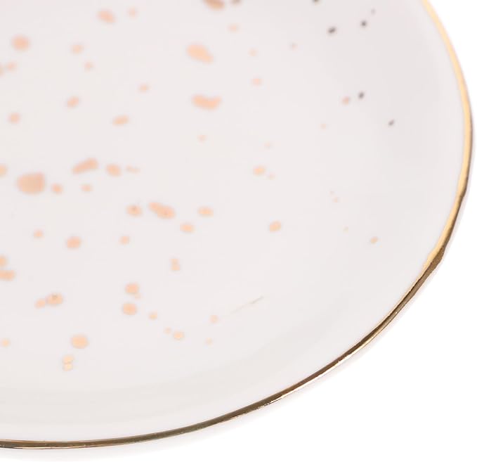 Sewroro Ceramic Food Plate Nordic Style Irregular round Dessert Dish Plate White Speckled Serving Tray for Home Salad Appetizer and Steamed Fish