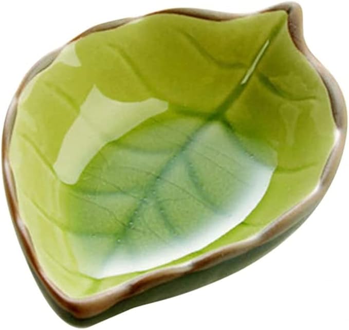 4pcs Ceramic Sauce Dishes Mini Leaf Shape Seasoning Dishes Sushi Dipping Bowl Saucers Bowl Appetizer Plates