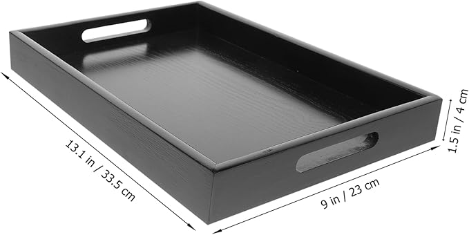 Luxshiny Wooden Food Serving Tray with Flat Handle Elegant Decorative Snack Tray for Fruits Desserts and Tea for Parties Gatherings and Kitchen Use