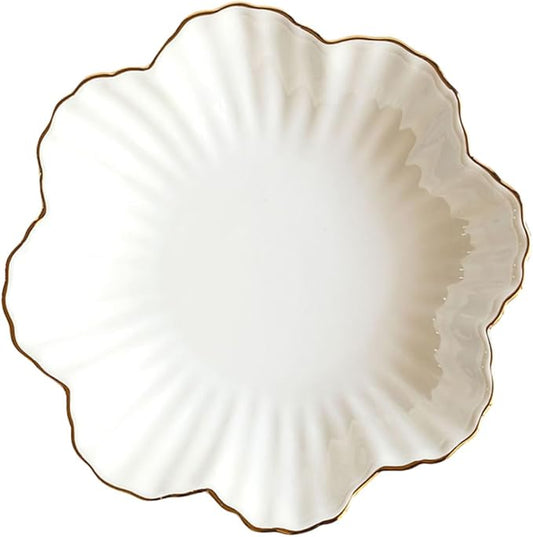 Amosfun Ceramic Serving Plate White Food Storage Dish Home Kitchen Tableware for Appetizers Salads and Pasta Microwave Safe