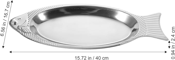Cabilock Fish Shaped Steamed Fish Plate with Magnetic Base Stainless Steel Serving Tray 15.74 Inch Mirror Finish for Kitchen Dining and Entertaining