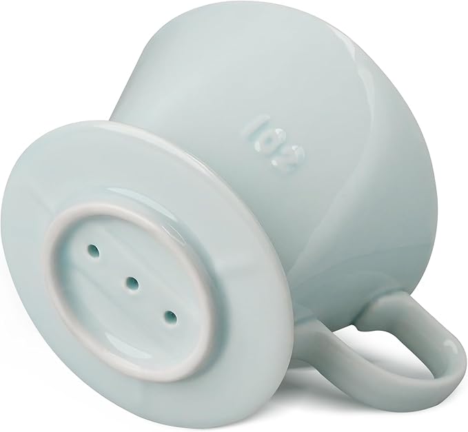 Handmade Pour Over Ceramic Coffee Dripper - Authentic Brewing Experience for Camping, Office, and Home (Blue)