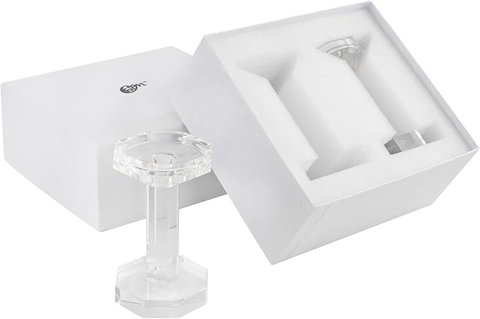 kitCom Crystal Candle Holders Set of 2, 6.1 Inch Tall Crystal Candlestick Holders for Taper, Long Candles - Home Decoration, Wedding, Housewarming and Graduation Gifts