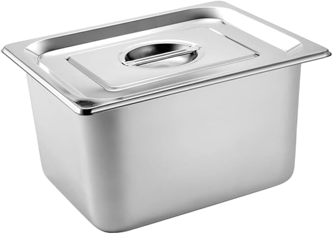 STOBAZA Stainless Steel Buffet Serving Tray with Lid Rectangular Food Pan for Catering Sturdy Kitchen Food Holder for Parties and Restaurants