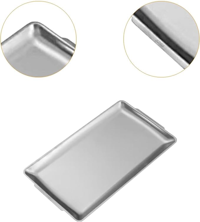 Metal Serving Tray for Food and Snacks, Rectangle Organizer for Dining, 36cmx20cm