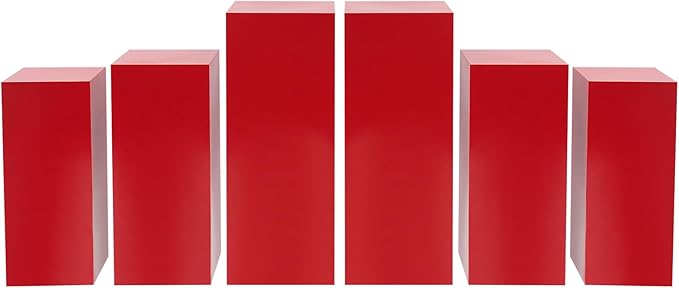 Eapmic Pedestal Stands for Party, Cake Pedestal Stand, Dessert Table Display Plinth Pillars, Sculpture Display Column Decoration Cube for Wedding Birthday (Red, Square-6Pcs(31.49"+25.59"+23.62"))
