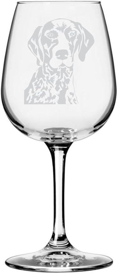 Etched Laser Art German Shorthaired Pointer Customized Personalized Dog Themed Etched 12.75oz Wine Glass Custom Dog Breed Wine Glasses for Pet Lovers, Personalized Birthday Gift for Men & Women